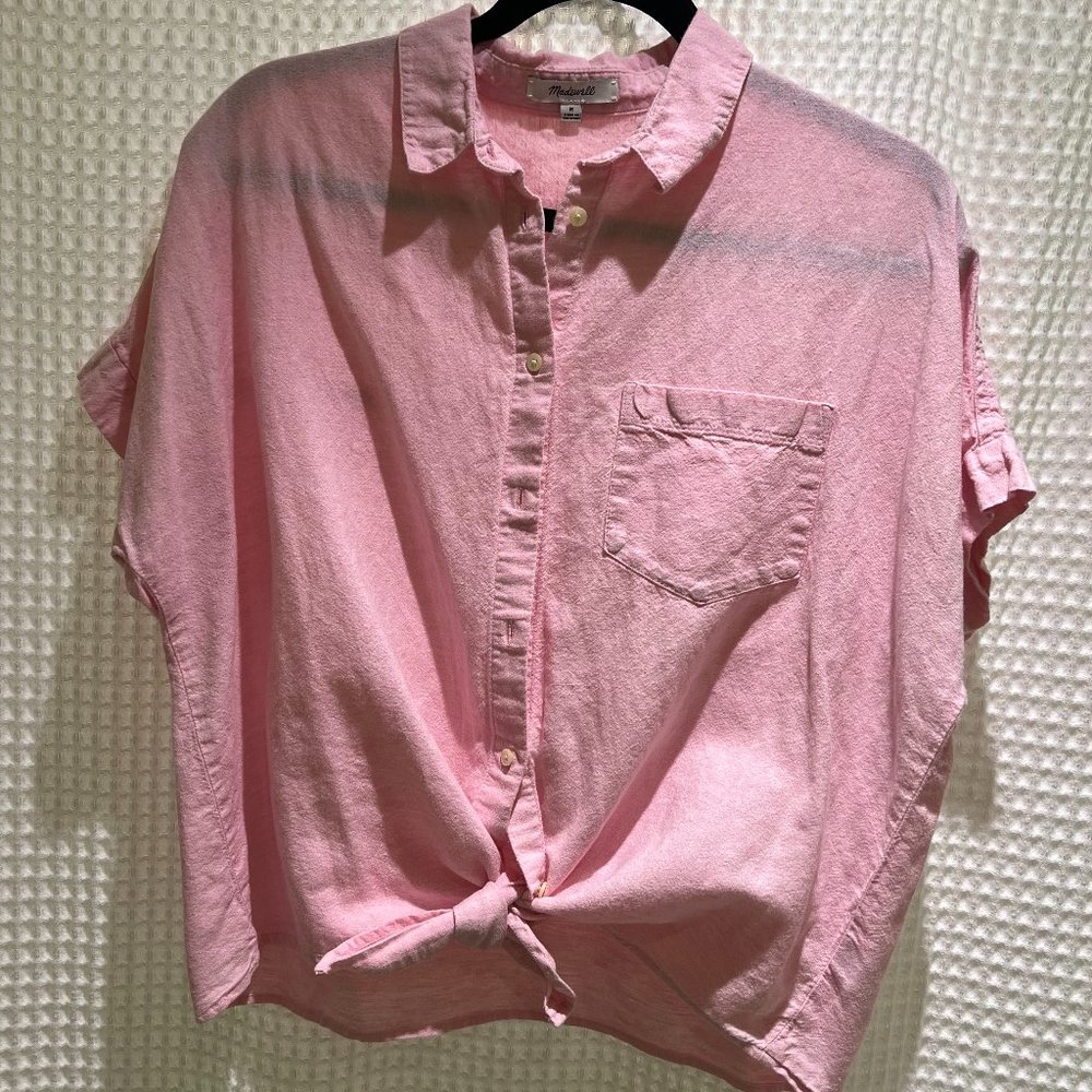 Madewell tie-front button down shirt